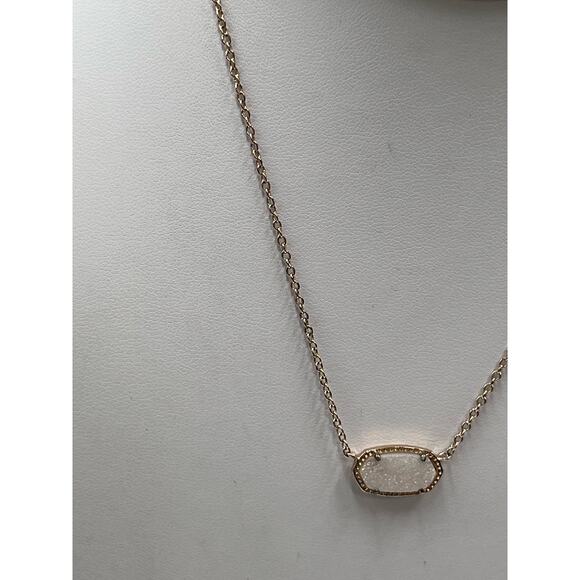 Kendra Scott Gold Plated Elisa White Iridescent Drusy Pendant Necklace - Picture 7 of 12